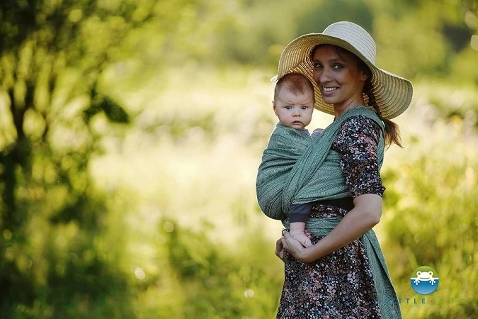 Little Frog Echarpe De Portage Green Linen Harmony – Image 2